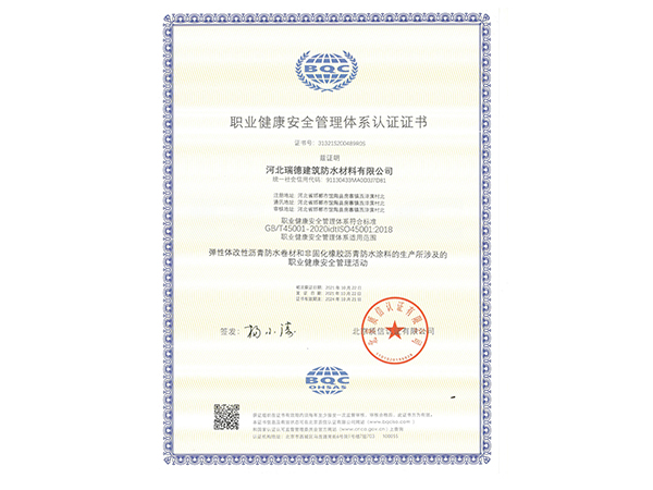 執(zhí)業(yè)健康安全管理體系認(rèn)證證書